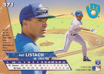 1993 Ultra #571 Pat Listach Back