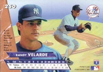1993 Ultra #250 Randy Velarde Back