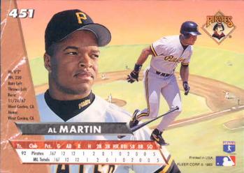 1993 Ultra #451 Al Martin Back