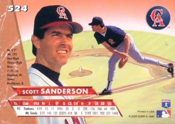 1993 Ultra #524 Scott Sanderson Back