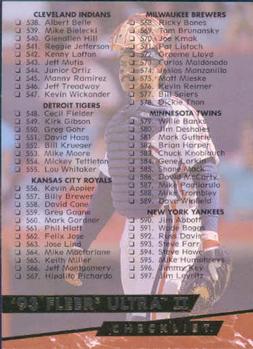 1993 Ultra #650 Checklist: 538-650 Front