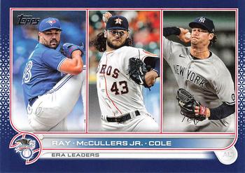 2022 Topps - Royal Blue #283 AL ERA Leaders (Robbie Ray / Lance McCullers Jr. / Gerrit Cole) Front