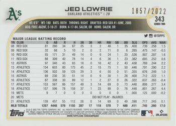2022 Topps - Gold #343 Jed Lowrie Back