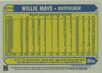 2022 Topps - 1987 Topps Baseball 35th Anniversary Chrome Silver Pack (Series One) #T87C-56 Willie Mays Back