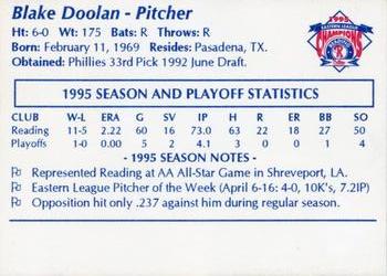 1995 Reading Phillies Eastern League Champions #NNO Blake Doolan Back
