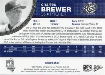 2012 MultiAd Reno Aces #9 Charles Brewer Back