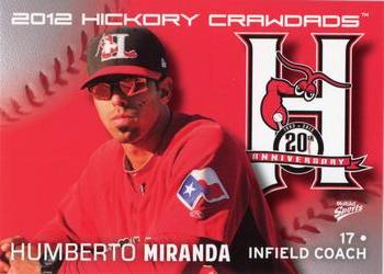 2012 MultiAd Hickory Crawdads #16 Humberto Miranda Front