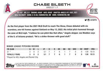 2022 Topps Update #US192 Chase Silseth Back