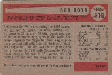 1954 Bowman #118 Bob Boyd Back
