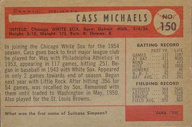 1954 Bowman #150 Cass Michaels Back