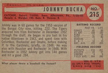 1954 Bowman #215 Johnny Bucha Back