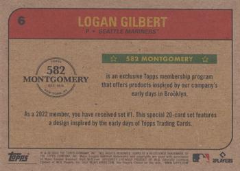 2021-22 Topps 582 Montgomery Club Set 1 #6 Logan Gilbert Back