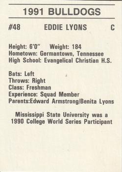 1991 Mississippi State Bulldogs #NNO Eddie Lyons Back