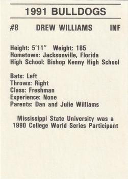 1991 Mississippi State Bulldogs #NNO Drew Williams Back