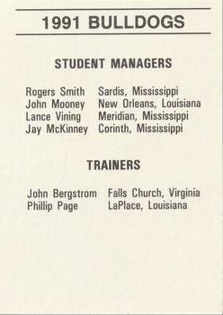1991 Mississippi State Bulldogs #NNO Student Managers-Trainers Back