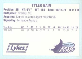 1996 Tampa Bay Devil Rays A Team is Born #NNO Tyler Bain Back