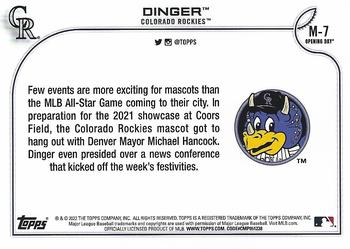 2022 Topps Opening Day - Mascots #M-7 Dinger Back
