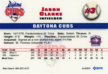 1999 Roox Daytona Cubs #NNO Jason Clarke Back