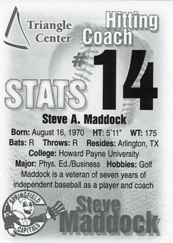2000 Springfield Capitals #14 Steve Maddock Back