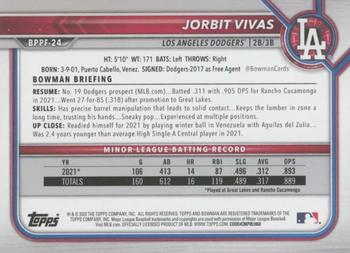 2022 Bowman 1st Edition #BPPF-24 Jorbit Vivas Back