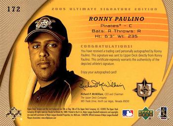 2005 Upper Deck Update - 2005 UD Ultimate Signature Edition Update #172 Ronny Paulino Back