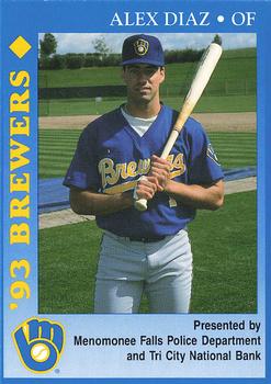 1993 Milwaukee Brewers Police - Menomonee Falls Police Department and Tri City National Bank #NNO Alex Diaz Front