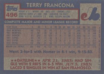 2017 Topps - Rediscover Topps 1984 Topps Stamped Buybacks Bronze #496 Terry Francona Back