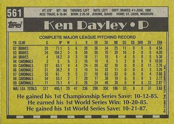 2017 Topps - Rediscover Topps 1990 Topps Stamped Buybacks Bronze #561 Ken Dayley Back