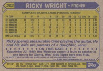 2017 Topps - Rediscover Topps 1987 Topps Stamped Buybacks Silver #202 Ricky Wright Back