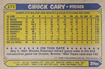 2017 Topps - Rediscover Topps 1987 Topps Stamped Buybacks Silver #171 Chuck Cary Back