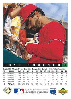 1993 Upper Deck #84 Jose Oquendo Back