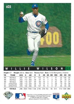 1993 Upper Deck #625 Willie Wilson Back