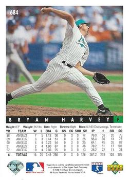 1993 Upper Deck #684 Bryan Harvey Back