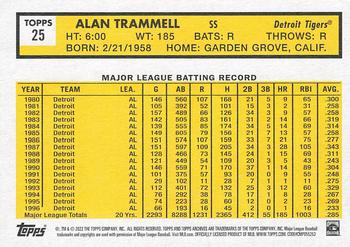 2022 Topps Archives #25 Alan Trammell Back