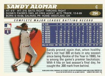 1996 Topps Team Topps Cleveland Indians #294 Sandy Alomar Back