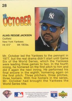 1993 Upper Deck Fun Pack #28 Mr. October Back