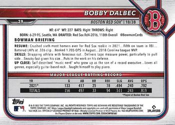 2022 Bowman - Purple #29 Bobby Dalbec Back