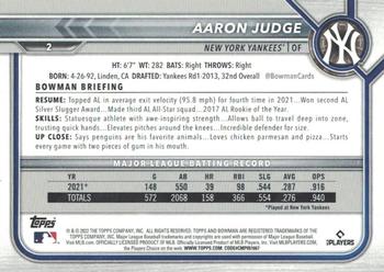 2022 Bowman - Blue #2 Aaron Judge Back