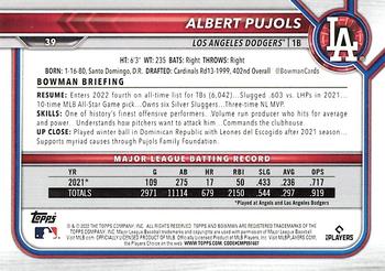 2022 Bowman - Platinum #39 Albert Pujols Back