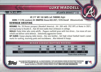 2022 Bowman - Chrome Prospects #BCP-48 Luke Waddell Back