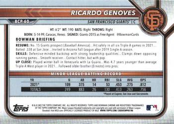 2022 Bowman - Chrome Prospects #BCP-60 Ricardo Genoves Back