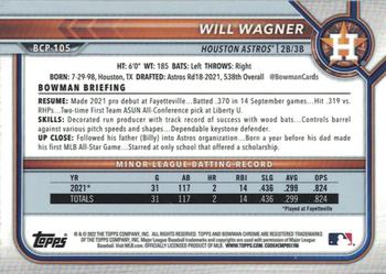 2022 Bowman - Chrome Prospects #BCP-105 Will Wagner Back