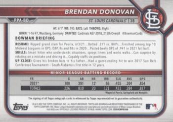 2022 Bowman - Prospect Autographs #PPA-BD Brendan Donovan Back