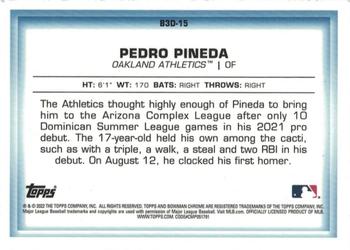 2022 Bowman - Bowman in 3D Gold Refractor #B3D-15 Pedro Pineda Back