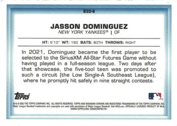 2022 Bowman - Bowman in 3D Orange Refractor #B3D-6 Jasson Dominguez Back
