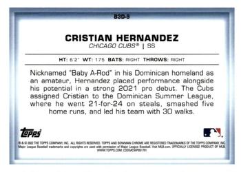 2022 Bowman - Bowman in 3D Red Refractor #B3D-9 Cristian Hernandez Back