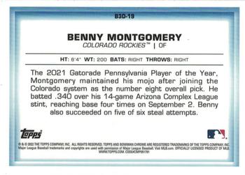 2022 Bowman - Bowman in 3D Red Refractor #B3D-19 Benny Montgomery Back