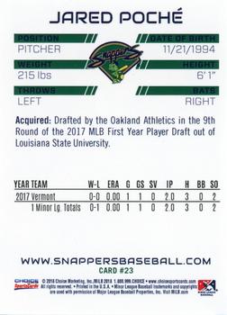 2018 Choice Beloit Snappers #23 Jared Poche Back