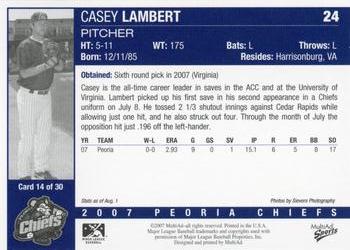 2007 MultiAd Peoria Chiefs Update #14 Casey Lambert Back