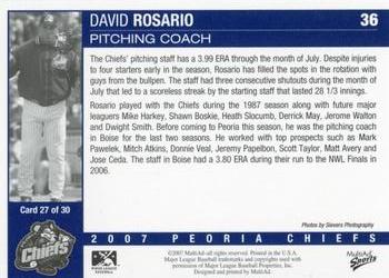 2007 MultiAd Peoria Chiefs Update #27 David Rosario Back